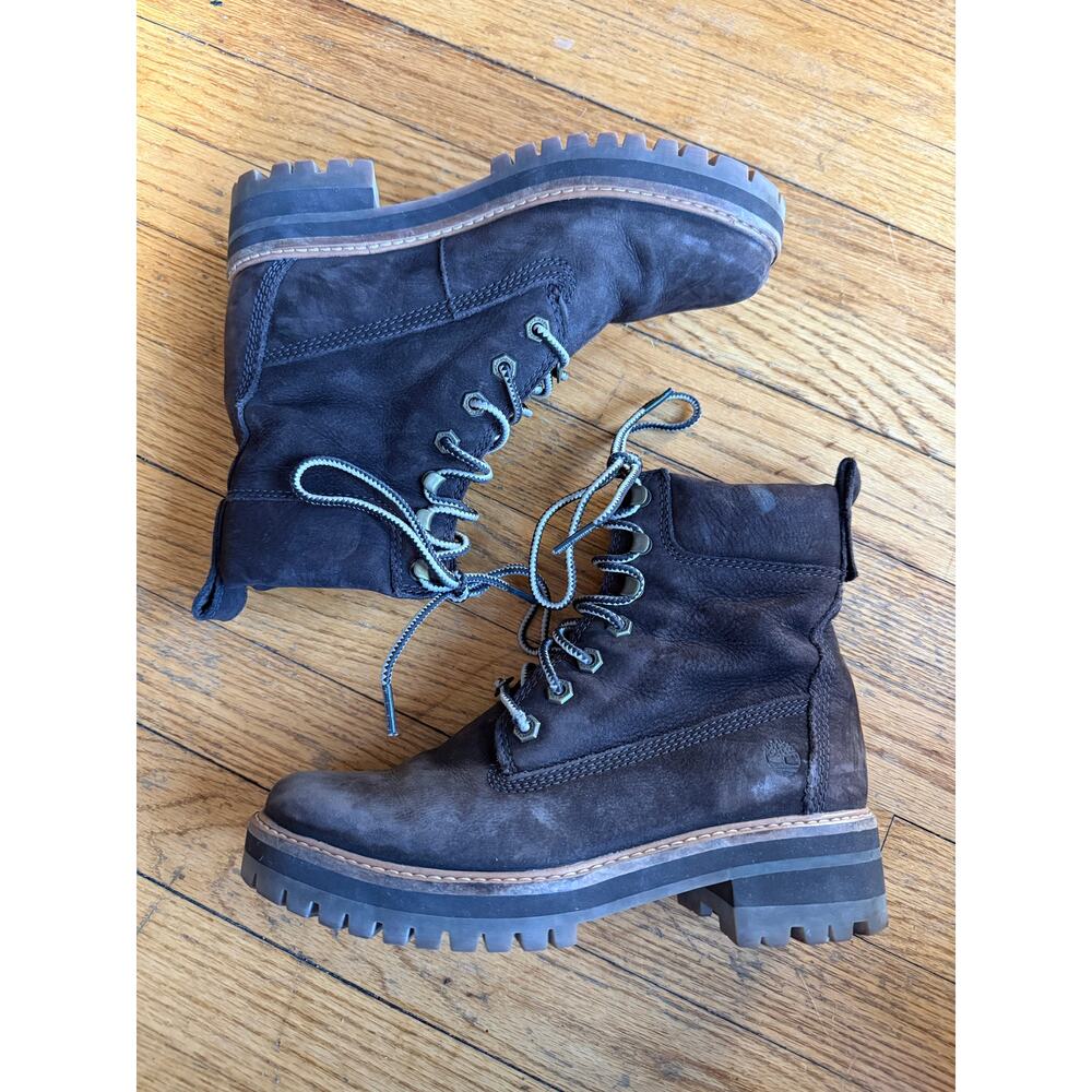 Timberland Courmayeur Valley 6-inch Waterproof Boots Womens 7.5 Brown Leather - Picture 2 of 5